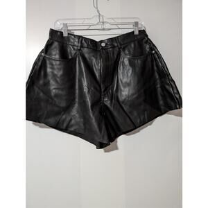 Weworewhat Size 32 Vegan Leather Flare Bell Shorts New With Tags